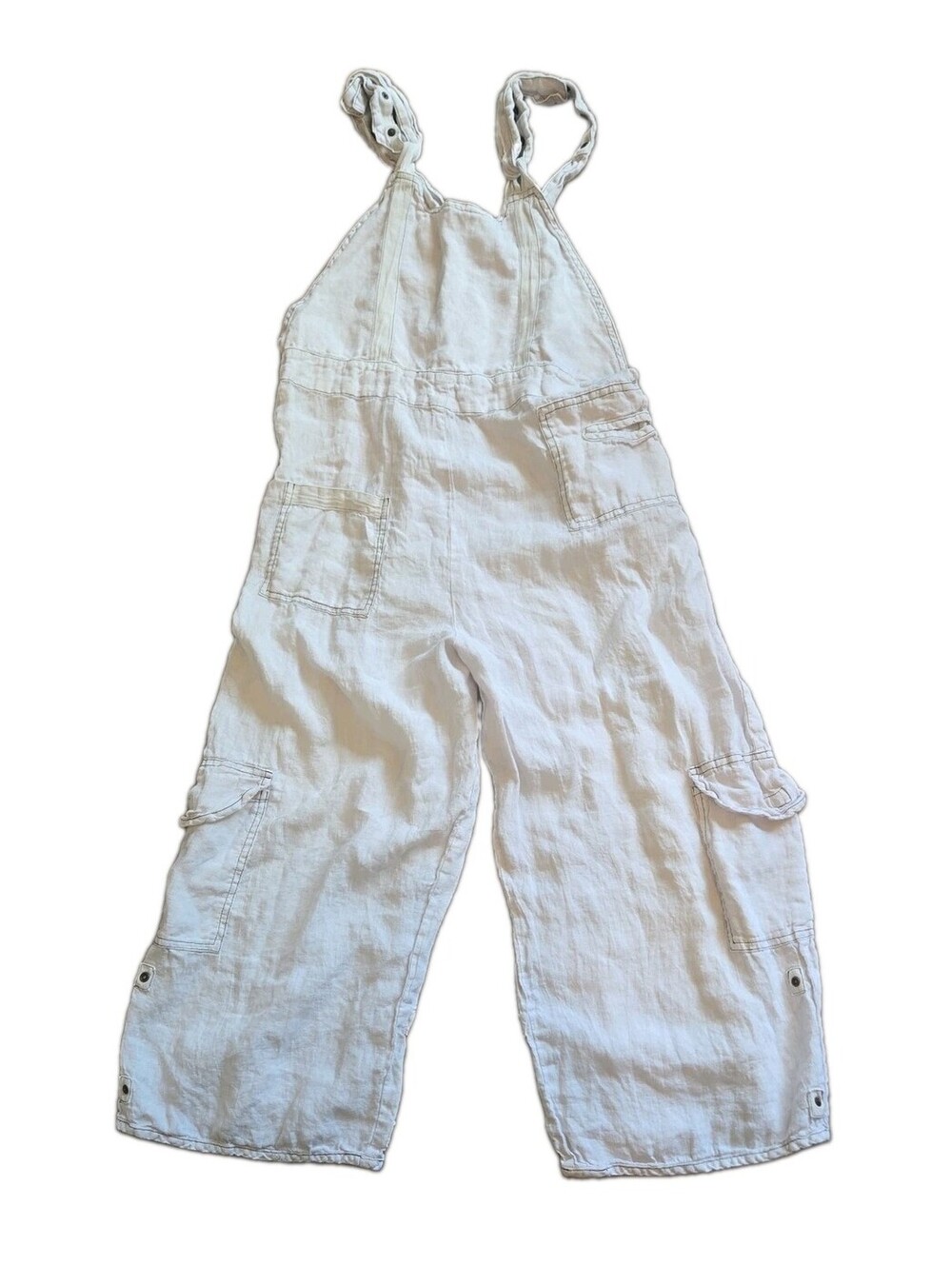 Cynthia Ashby Linen Jumper Overalls lagenlook Boho Sz S Wide Leg Beachy Boho Y2k
